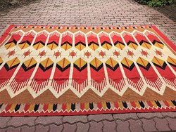 '60-as évekbeli Retro Iparművészeti OP-ART KILIM SZŐNYEG - 2x3 méter!!