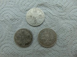 Anglia 3 darab EZÜST LOT ! 2 darab 1 florin 1921 - 1 darab 2 shilling 1943