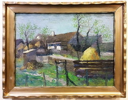 Bertalan Béla Németh (1856 - ? ): Village yard, oil on canvas