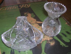 Crystal basket and vase together