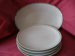Vintage art deco ezüst széllel Thomas Rosenthal 4 tányér és 1 tál készlet