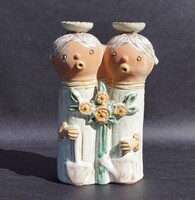 Ilona Kiss roóz two-figure ceramic figure gardener misses perfect unmarked