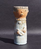 Kiss roóz ilona ceramic knitting lady figure vase candle holder or knitting needle holder