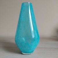 Gyűjtői Karcagi Türkíz Fátyolüveg váza