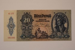 Twenty pengő 15 January 1941. Aunc. Banknote, lower serial number!