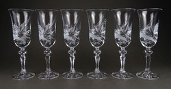1K451 Set of 6 polished crystal stemmed champagne glasses with Kati inscription
