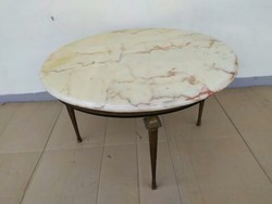 Antique circular onyx flat copper four legged table heavy 2226