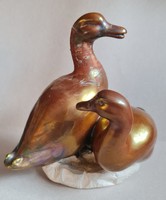 Zsolnay eozin antique pair of duck figures