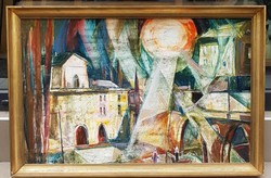 Tibor Göldner (1929-): Italian landscape, gallery owner