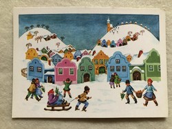 FOGLALVA, NE ÜSD LE KÉRLEK !! Postatiszta Karácsonyi képeslap - B. Lazetzky Stella rajz