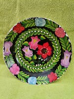 Retro ceramic wall plate, flower pattern wall decoration, handmade ceramics, vintage antique gifts
