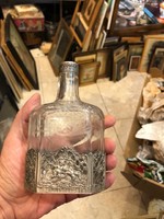 Barokk flaska, ezüst burkolattal, gyűjtőknek kiváló, 18 cm-es magasságú