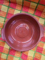 Old vintage brown earthenware bowl, large serving bowl, fruit bowl, kitchen side dish, special gift