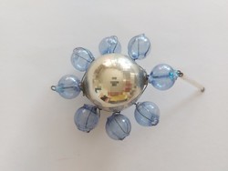 Old glass Christmas tree ornament blue silver glass ornament