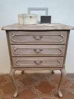 Gray-brown neo-baroque bedside furniture, chest of drawers