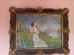 Suitable lynx: girl with spring trees