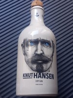 Knut Hansen keménycserép flaska, jin tartó üveg/palack/ Italos agyag palack/Ital reklám design tárgy