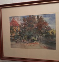Sopron Mende Gusztáv akvarell festmény