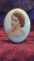 II. Erzsébet királynő porcelán kép, polcdísz (L2991)