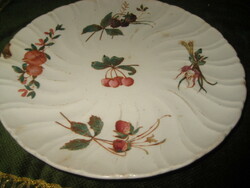 Júlia marked, Zsolnay, decorative plate, circa 1880, with fruit and vegetable decor
