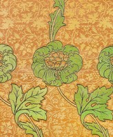 William Morris - Virágminta (narancs-zöld) - vakrámás vászon reprint
