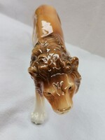 Porcelán oroszlán figura , jelzett oroszlán porcelán, régi oroszlán szobor