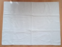 Antique pillowcase, monogrammed, old bedding, lace-trimmed, linen, 1 pcs