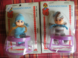 Retro small gnome doll ornament rarity in 2 original packaging, from the 1980s
