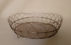 Old hand-woven wire bread basket, serving tray, fruit holder, pirito holder