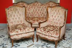Italian neo-baroque winged sofa set 1+1+3