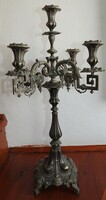 Huge Biedermeier five-branch silver-plated table candle holder