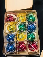 Retro Christmas tree decoration, set of 12 in a box