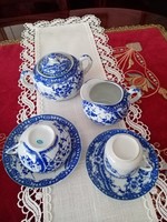 Keleti / japán cseresznyevirágos  tojáshéj porcelán kék-fehér teás / kávés