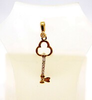 Stoned gold key pendant (zal-au99399)