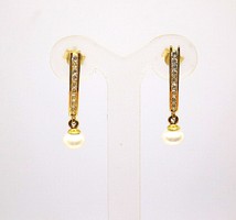 Gold dangling earrings with pearls (zal-au104843)