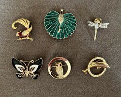 Gold-plated animal brooches, badges