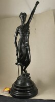 Antique large bronze statue on a marble base 276