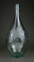 1K522 grape leaf and bunch of grapes decorative polished pale green wine bottle 2 liters