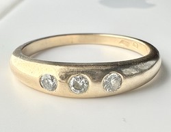501T. From HUF 1! Hungarian 14k gold (2.8g) brilliant (0.15 ct) ring, with white, clear stones!