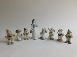 Hófehérke és a hét törpe - mini porcelánfigurák 8 darab
