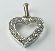 507T. From HUF 1! 14K white gold (0.9 g) achant diamond (0.12 ct) heart-shaped pendant, 1st Class. Stones!