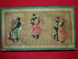 Antik 1940-s évek vége Cukrászati gyár CSÁRDÁS bonbonos doboz a képek szerint