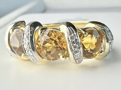 500T. From HUF 1! 18K gold (7.8 g) brilliant (00.12 ct) citrine (2.0 ct) ring, 1st Class. With stones!