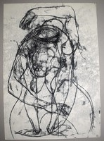 Grotesque drawing unknown contemporary picture work 35x50cm double-sided x.