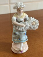 Hölgy figura csecsemővel porcelán nipp dísztárgy