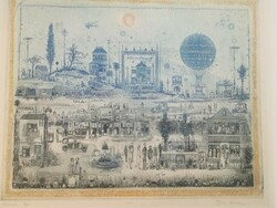 Gross arnold's garden of artists, colorful, flawless etching, rarity