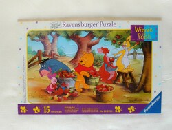 Walt Disney Micimackó mese puzzle kisgyereknek, almaszüret, Ravensburger 15 darabos,