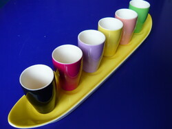 Retro ceramic cups on tray