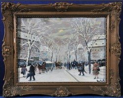 Berkes Antal (1874-1938): Téli utcakép