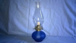 Larger blue bubble glass table kerosene lamp 14.